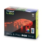 Integral 10M Plug and Play RGB Colour Changing LED Strip Kit with Remote 