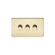 MLA Screwless 3G 2-way 10-200W (5-150W LED) trailing edge dimmer - Polished Brass