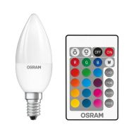 Osram LED Superstar 4.9W Colour Changing Dimmable Candle with Remote Control SES 2700K RGBW