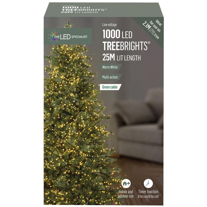 1000 LED Warm White Christmas Tree Lights with Timer, 30m