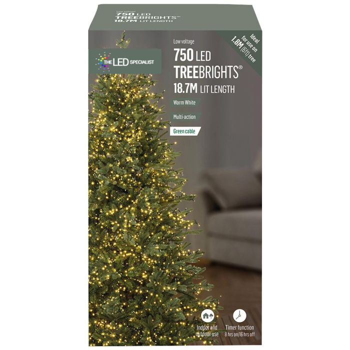 50 LED Warm White Christmas Tree Lights with Timer, 23.7m