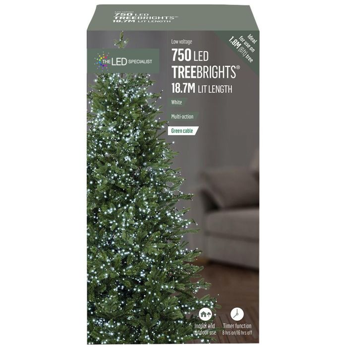750 LED White Christmas Tree Lights with Timer, 23.7m