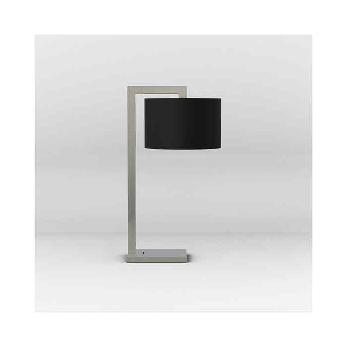 Astro Ravello Matt Nickel LED Table Lamp with Black Drum Shade