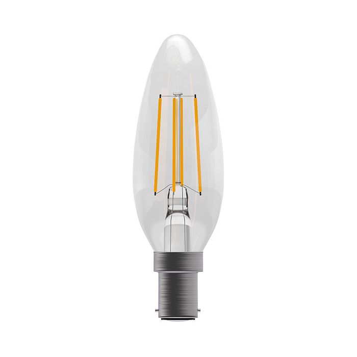 BELL 05306 4W LED DIMMABLE FILAMENT CANDLE - SBC, CLEAR, 2700K
