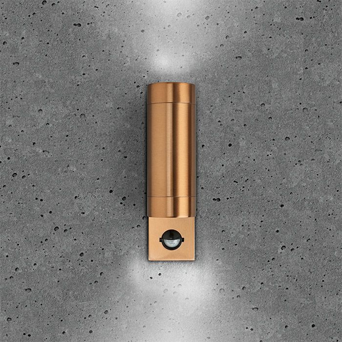 BELL Luna GU10 Fixed PIR Wall Light Copper 