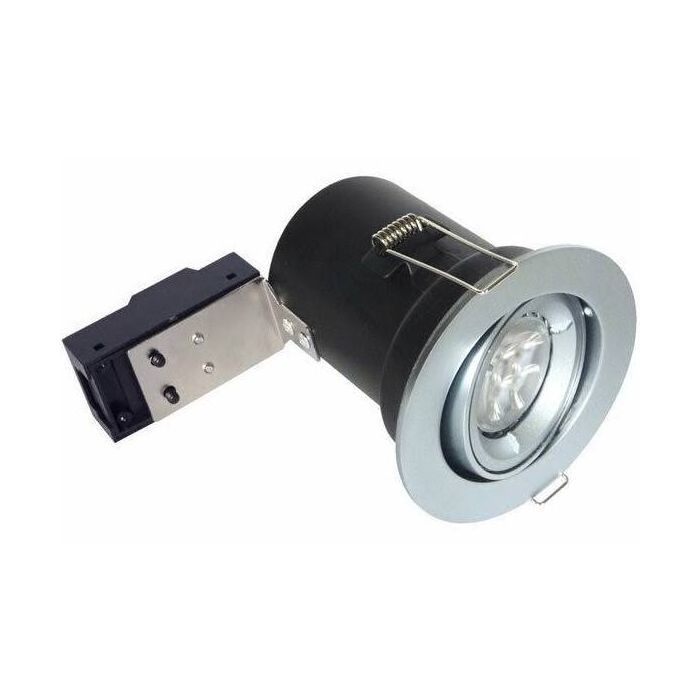 Bell Satin Silver IP65 Fire Rated Centre Tilt Downlight