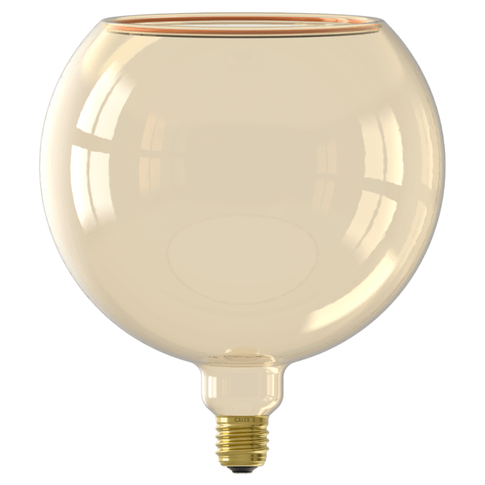 Calex Aura Faro G200 gold filament E27 LED bulb decorative warm amber light, unlit view.