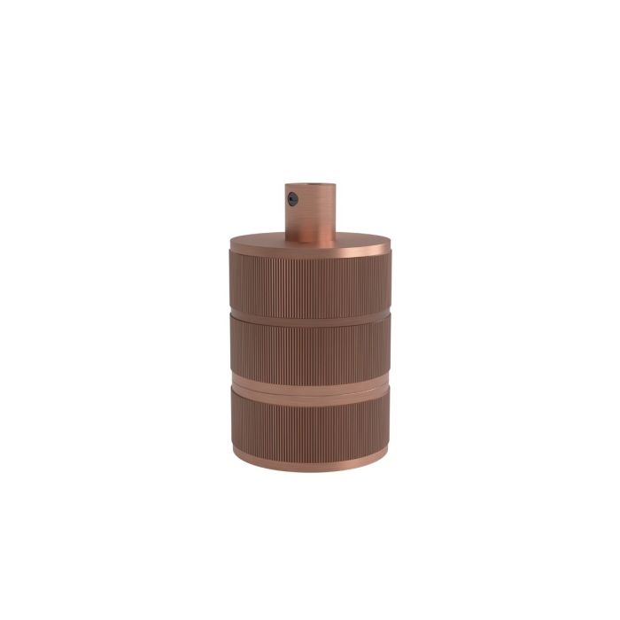 Calex lampholder E27 aluminium 3 rings model matt copper, cylinder cable clamp, max.250V-60W