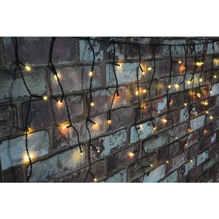 Icicle-Inspired Multi-Sequence LED Outdoor String Lights with 24-Hour Auto Timer - Warm White