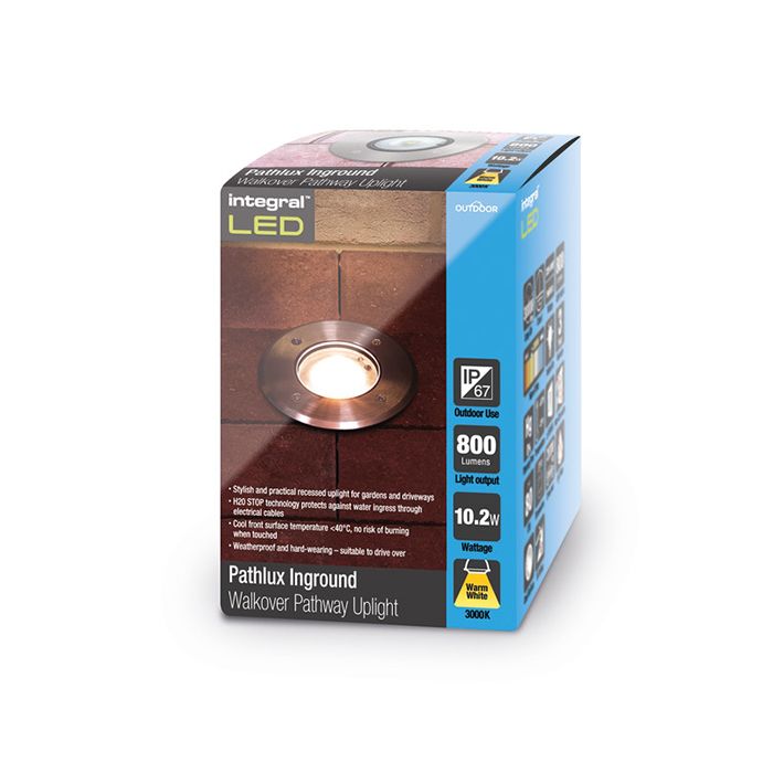 Integral LED OutDoor Pathlux Inground Walkover Path Uplight 10.2W 3000K IP67