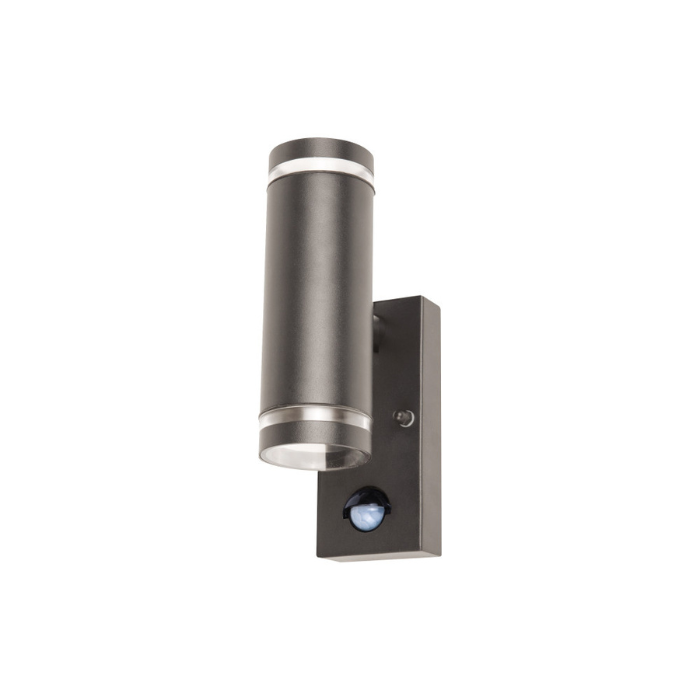 Integral Outdoor Stainless Steel Up And Down Wall Light PIR IP54 2 X GU10 Anthracite Grey