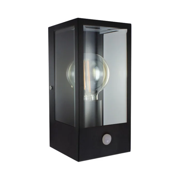 Integral Prato Contemporary Outdoor Wall Lantern Sensor 1 x E27 IP44 Black