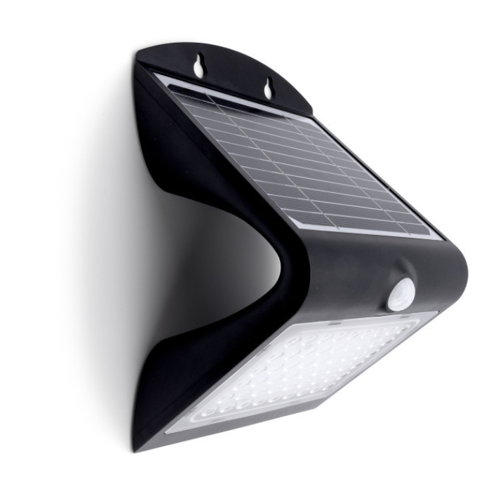 Integral True Solar Outdoor LED Wedge Wall Light PIR 4W 500lm 4000K IP65 Black