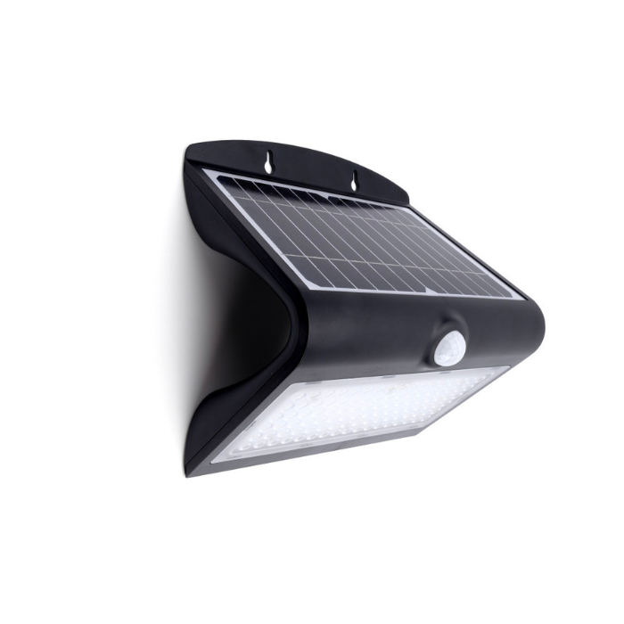 Integral True Solar Outdoor LED Wedge Wall Light PIR 8W 850lm 4000K IP65 Black