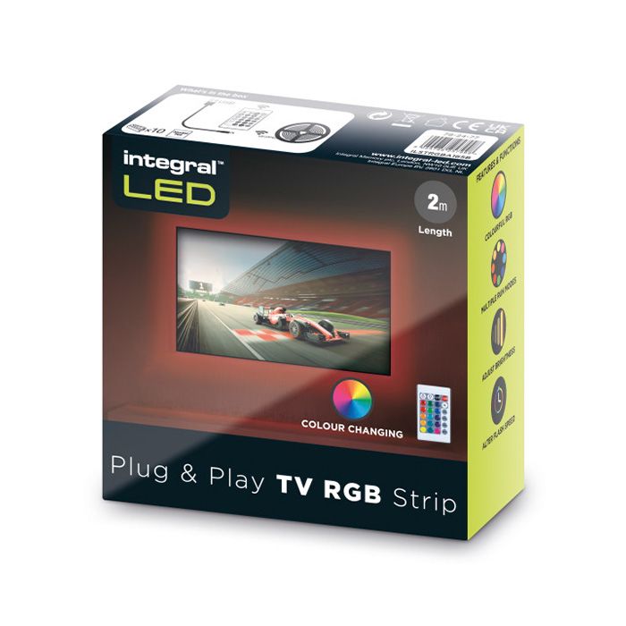 Integral USB 2M Plug and Play LED TV Strip Kit Colour Changing with Remote