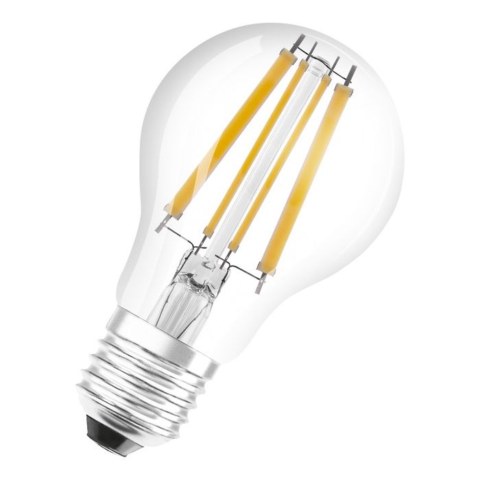 Rear view of LEDVANCE Classic LED A60 (Pear) E27 11 W filament-style bulb, clear glass, cool white 4000 K 4099854069772, angle 1.