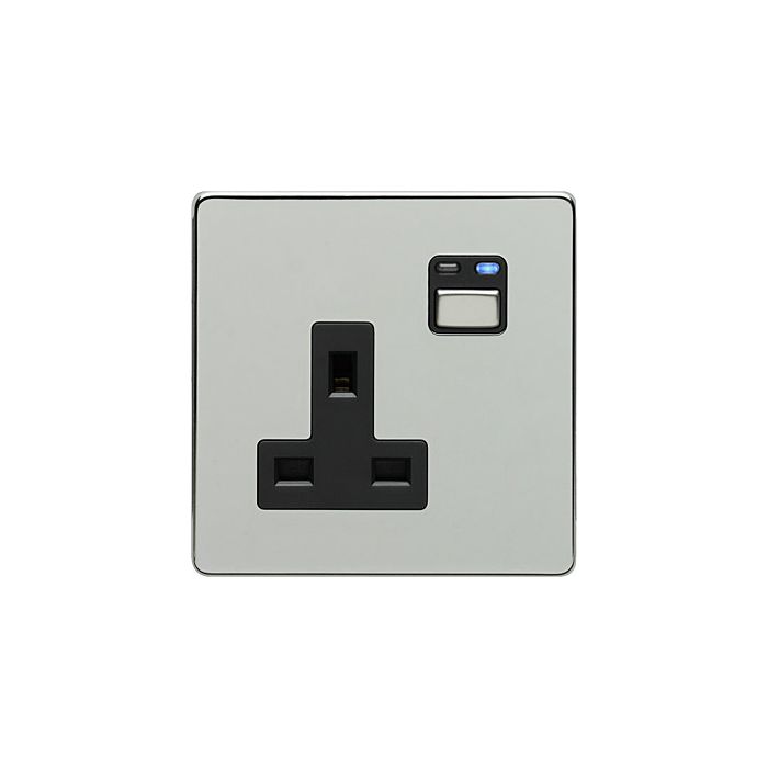 Lightwave 1 Gang 13A Power Socket Chrome
