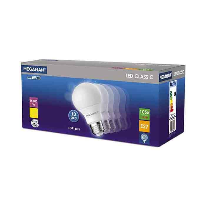 Megaman LED E27 Opal GLS Daylight 9.6W 10PACK