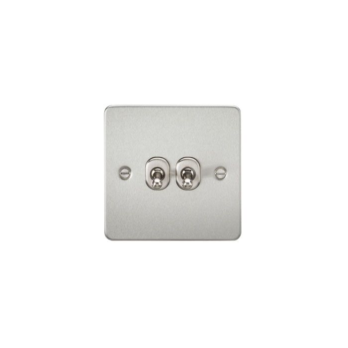 MLA Flat Plate 10AX 2G 2-way toggle switch - brushed chrome