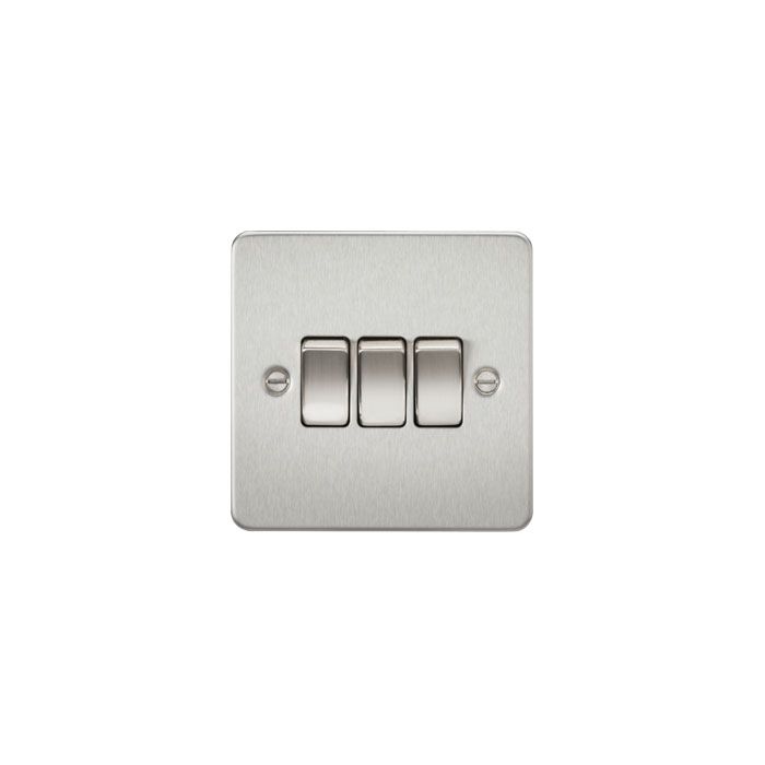 MLA Flat Plate 10AX 3G 2-way switch - brushed chrome