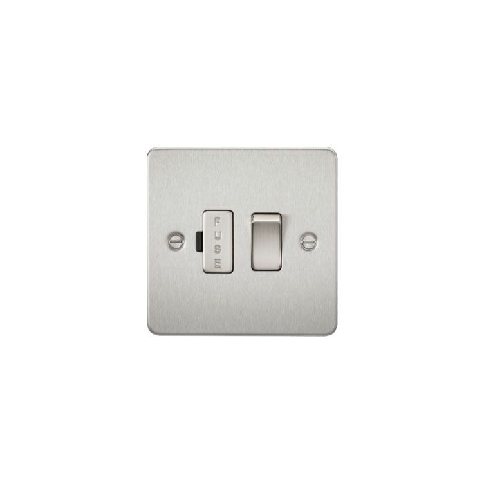 MLA Flat Plate 13A switched fused spur unit - brushed chrome