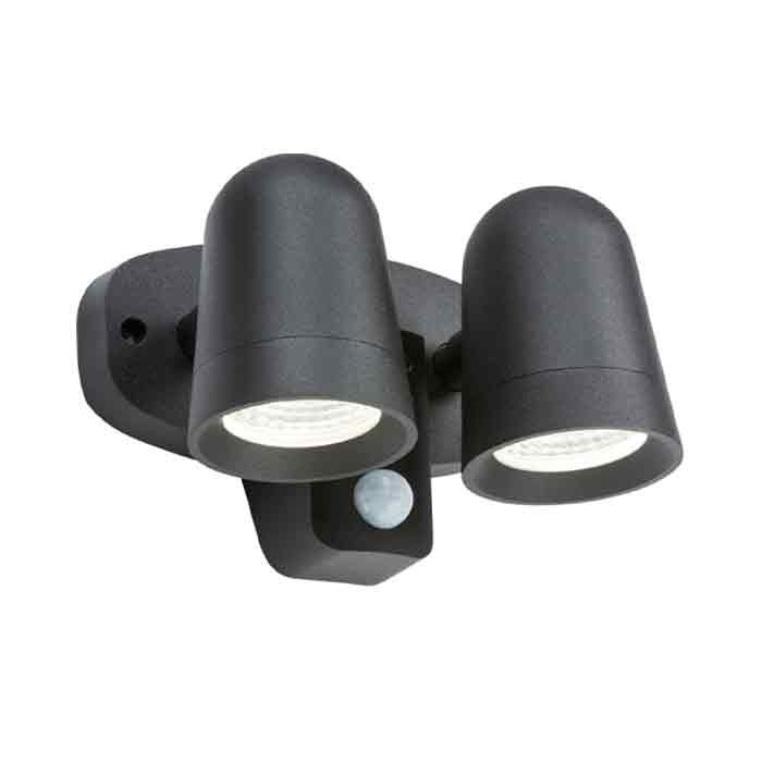 MLA IP65 18W LED Black Twin Spot with PIR