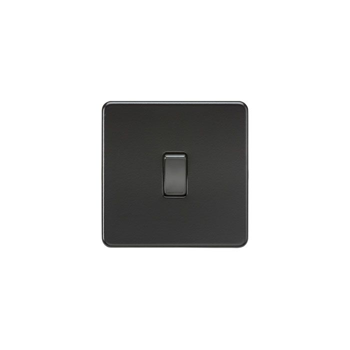 MLA Screwless 10AX 1G 2-Way Switch - Matt Black with black rocker