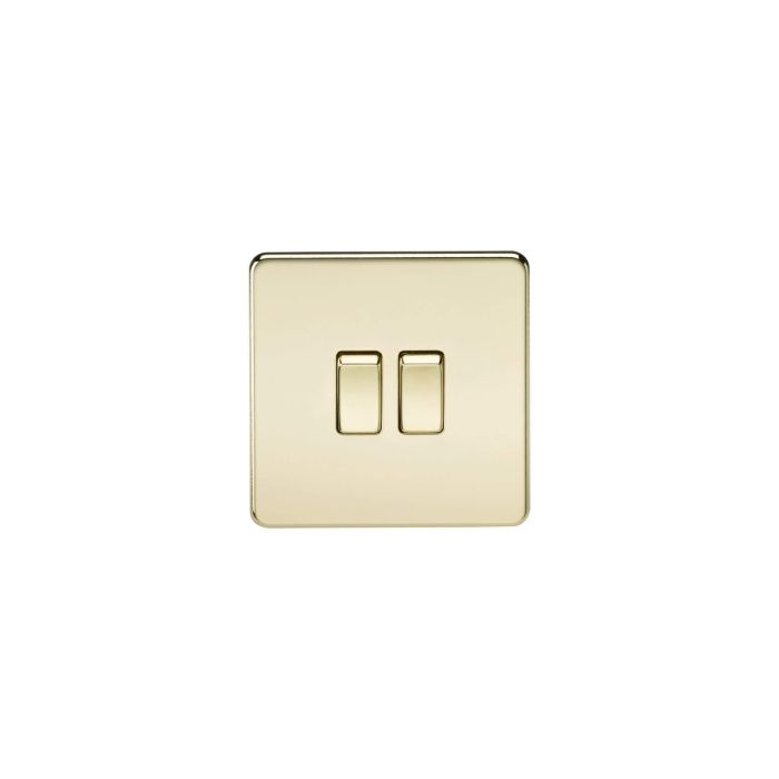 MLA Screwless 10AX 2G 2-Way Switch - Polished Brass