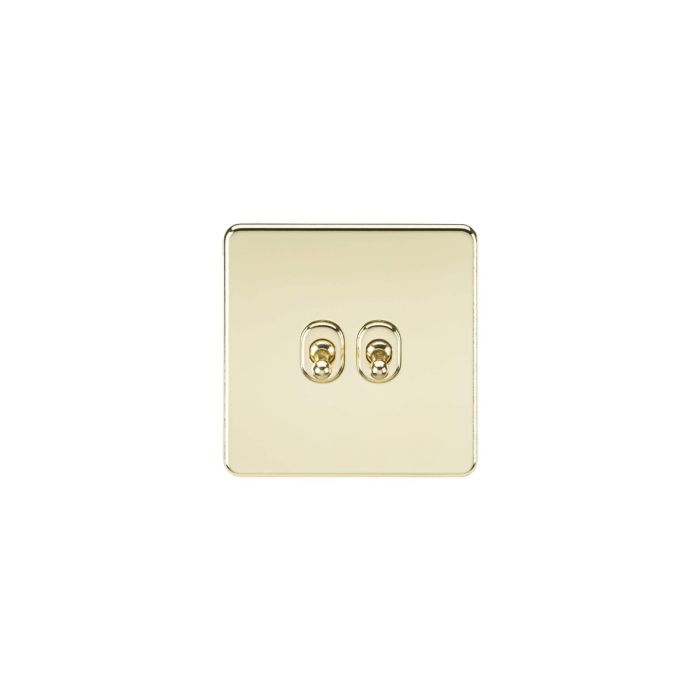 MLA Screwless 10AX 2G 2-Way Toggle Switch - Polished Brass