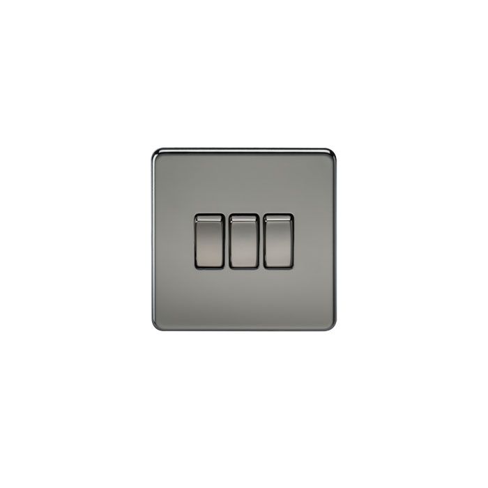 MLA Screwless 10AX 3G 2-Way Switch - Black Nickel