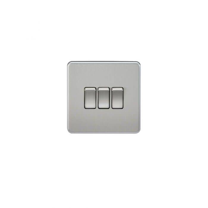 MLA Screwless 10AX 3G 2-Way Switch - Brushed Chrome