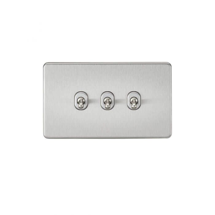 MLA Screwless 10AX 3G 2-Way Toggle Switch - Brushed Chrome