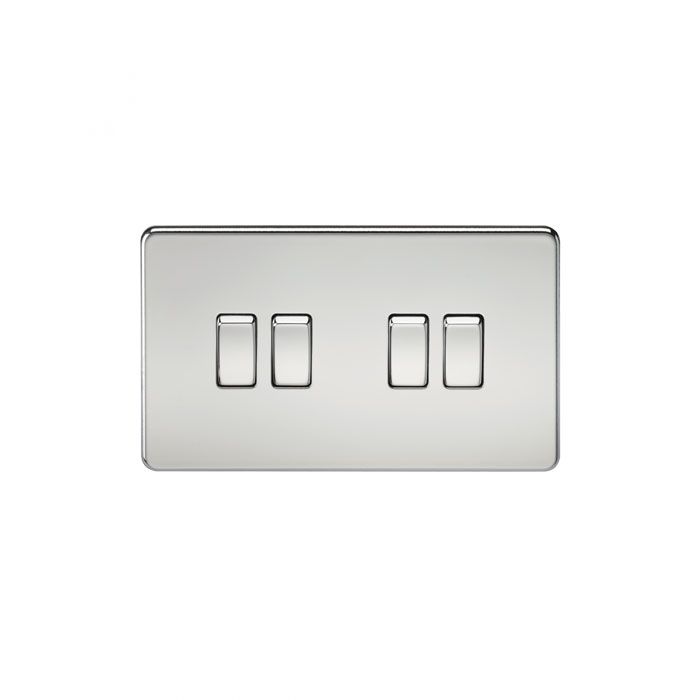 MLA Screwless 10AX 4G 2-Way Switch - Polished Chrome