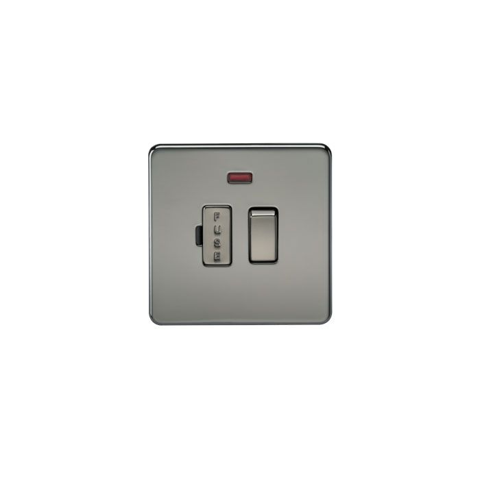 MLA Screwless 13A Switched Fused Spur Unit with Neon - Black Nickel