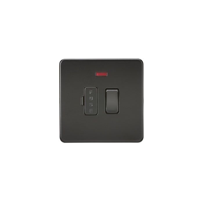 MLA Screwless 13A Switched Fused Spur Unit with Neon - Matt Black