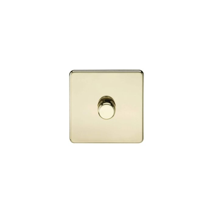 MLA Screwless 1G 2-way 10-200W (5-150W LED) trailing edge dimmer - Polished Brass
