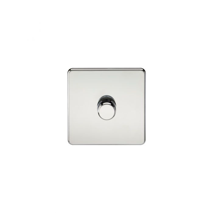 MLA Screwless 1G 2-way 10-200W (5-150W LED) trailing edge dimmer - Polished Chrome