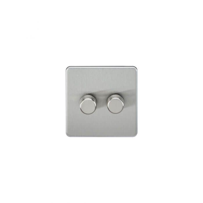 MLA Screwless 2G 2-way 10-200W (5-150W LED) trailing edge dimmer - Brushed Chrome