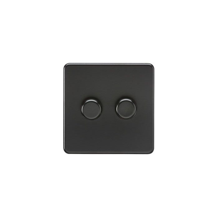 MLA Screwless 2G 2-way 10-200W (5-150W LED) trailing edge dimmer - Matt Black