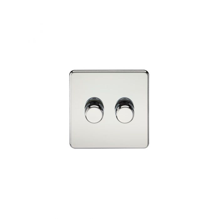 MLA Screwless 2G 2-way 10-200W (5-150W LED) trailing edge dimmer - Polished Chrome