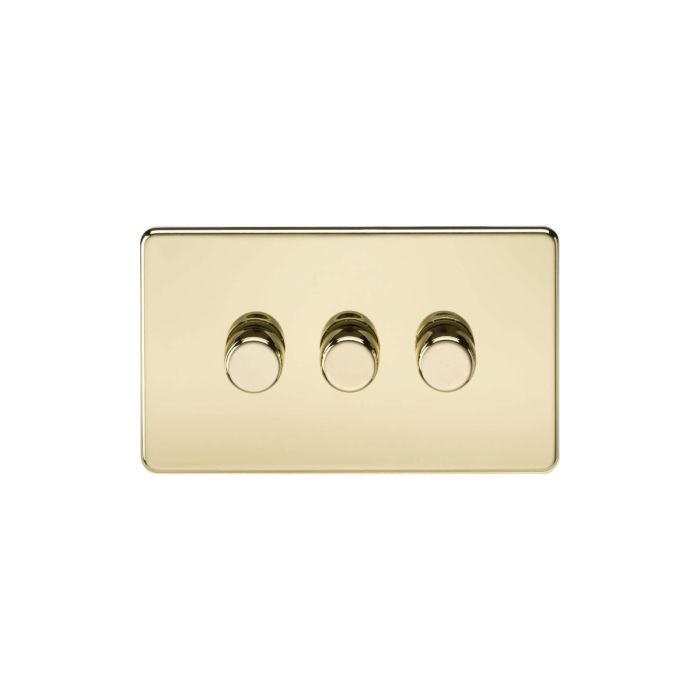 MLA Screwless 3G 2-Way Dimmer 60-400W - Polished Brass