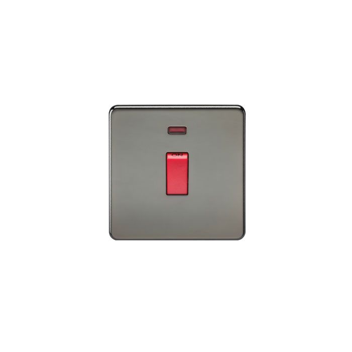 MLA Screwless 45A 1G DP Switch with Neon - Black Nickel