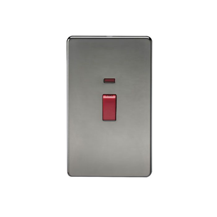 MLA Screwless 45A 2G DP Switch with Neon - Black Nickel