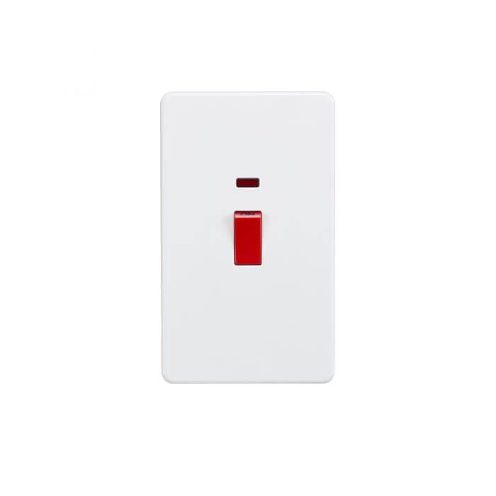 MLA Screwless 45A 2G DP Switch with Neon - Matt White