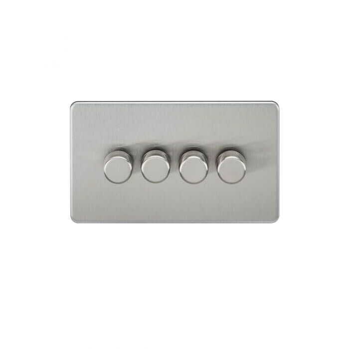 MLA Screwless 4G 2-way 10-200W (5-150W LED) trailing edge dimmer - Brushed Chrome