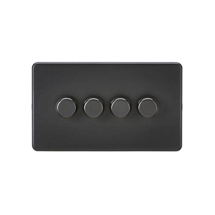 MLA Screwless 4G 2-way 10-200W (5-150W LED) trailing edge dimmer - Matt Black