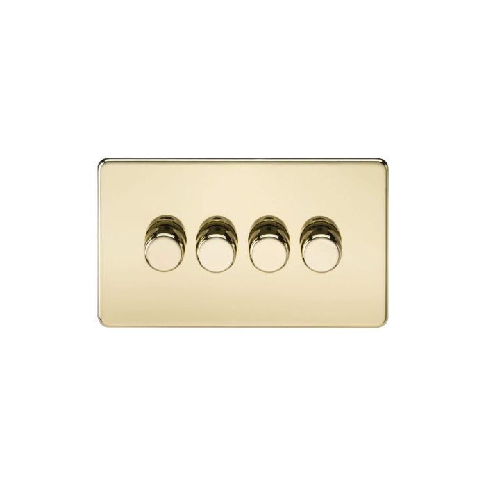 MLA Screwless 4G 2-way 10-200W (5-150W LED) trailing edge dimmer - Polished Brass