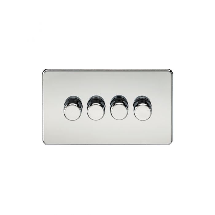 MLA Screwless 4G 2-way 10-200W (5-150W LED) trailing edge dimmer - Polished Chrome
