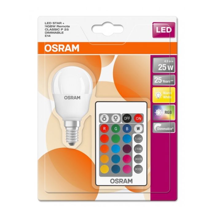 Osram LED Star+ RGBW 4.5W E14 2700K Golf Ball Remote Control