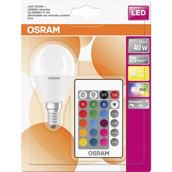 Osram LED Star+ RGBW 5.5W E14 2700K Golf Ball Remote Control